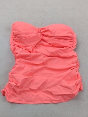 Nicolita Coral Pink Strapless Ruched Tankini Top